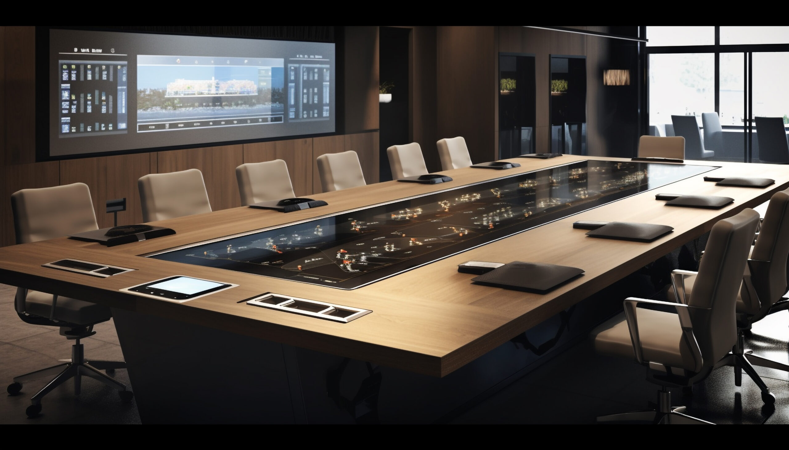 Luxury office chair in modern glass building generated by AI Multifunction Socket (10 in1)