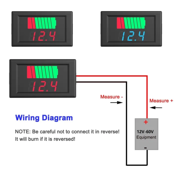 12V 24V 36V 48V 60V Waterproof Battery Charge Level Indicator
